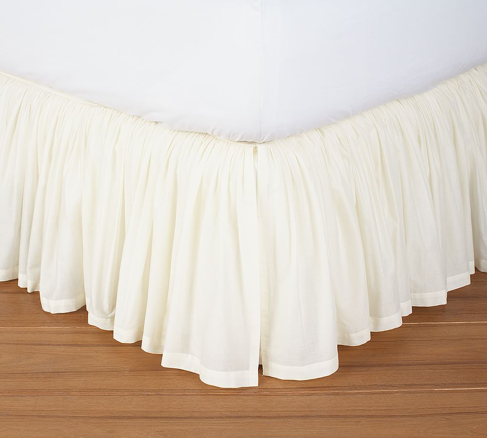 Voile Cotton Bed Skirt - Ivory