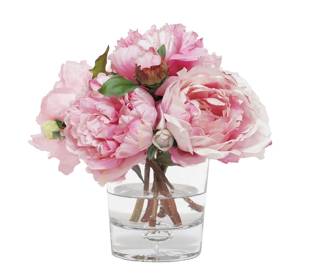 Faux Mixed Peony In Glass Vase