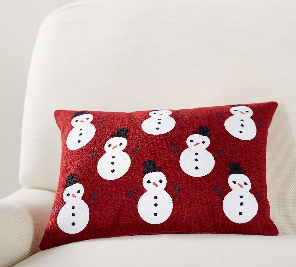Mini Snowman Crewel Pillow