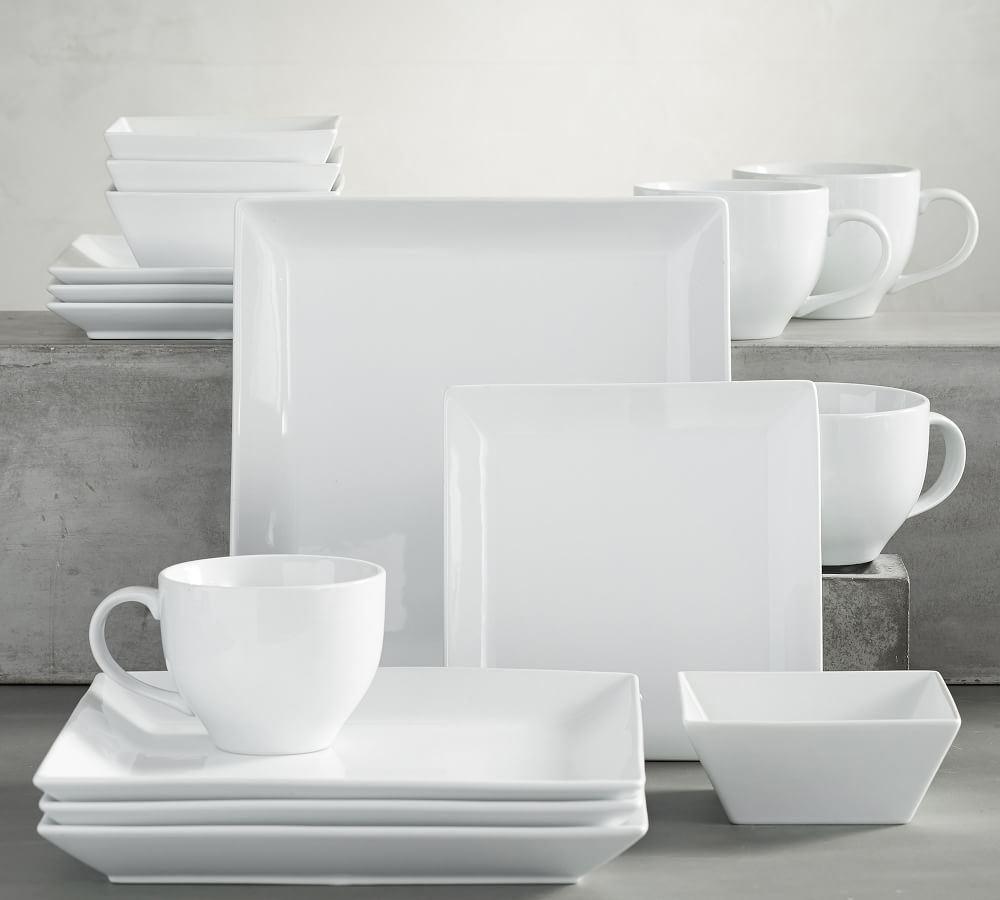 Square white dinnerware clearance sets