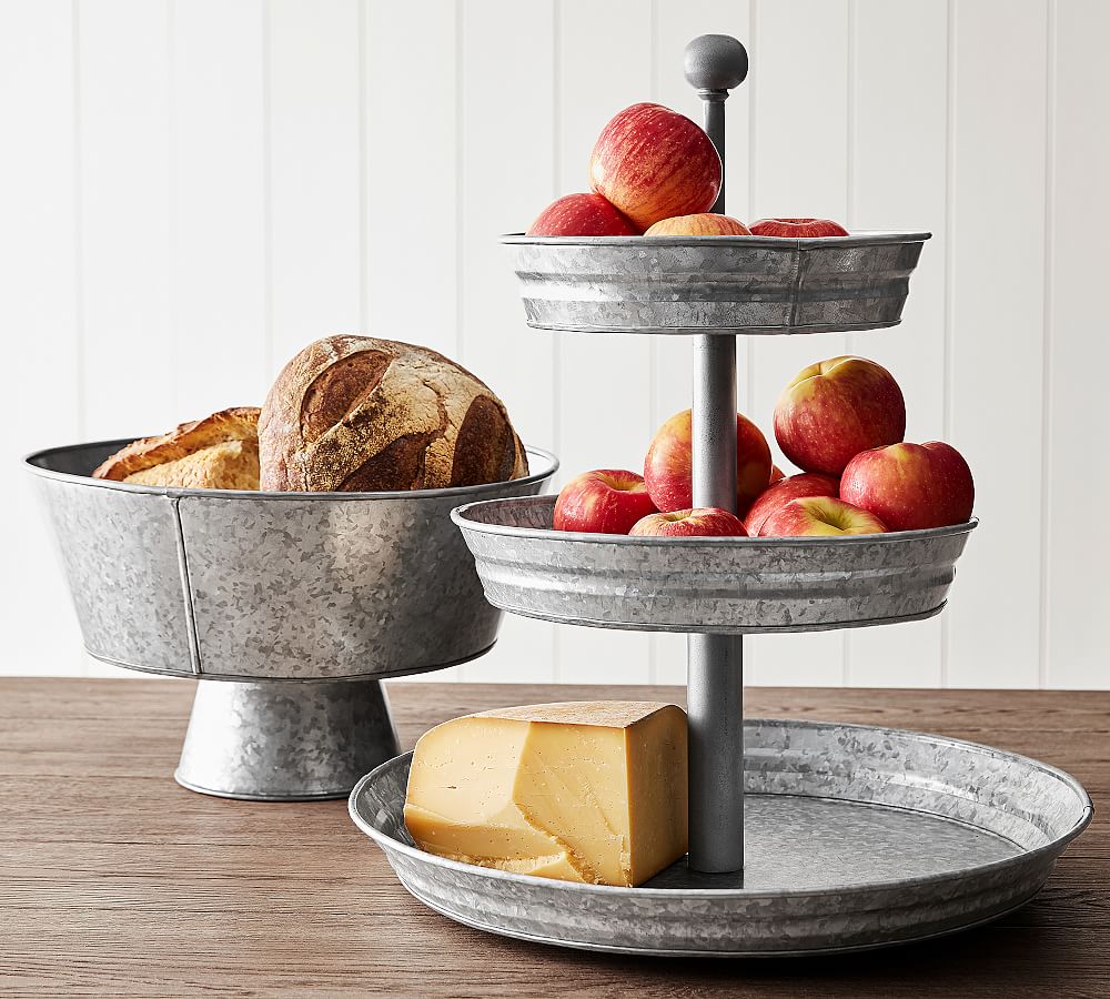 Galvanized Metal Footed Serving Bowl Pottery Barn