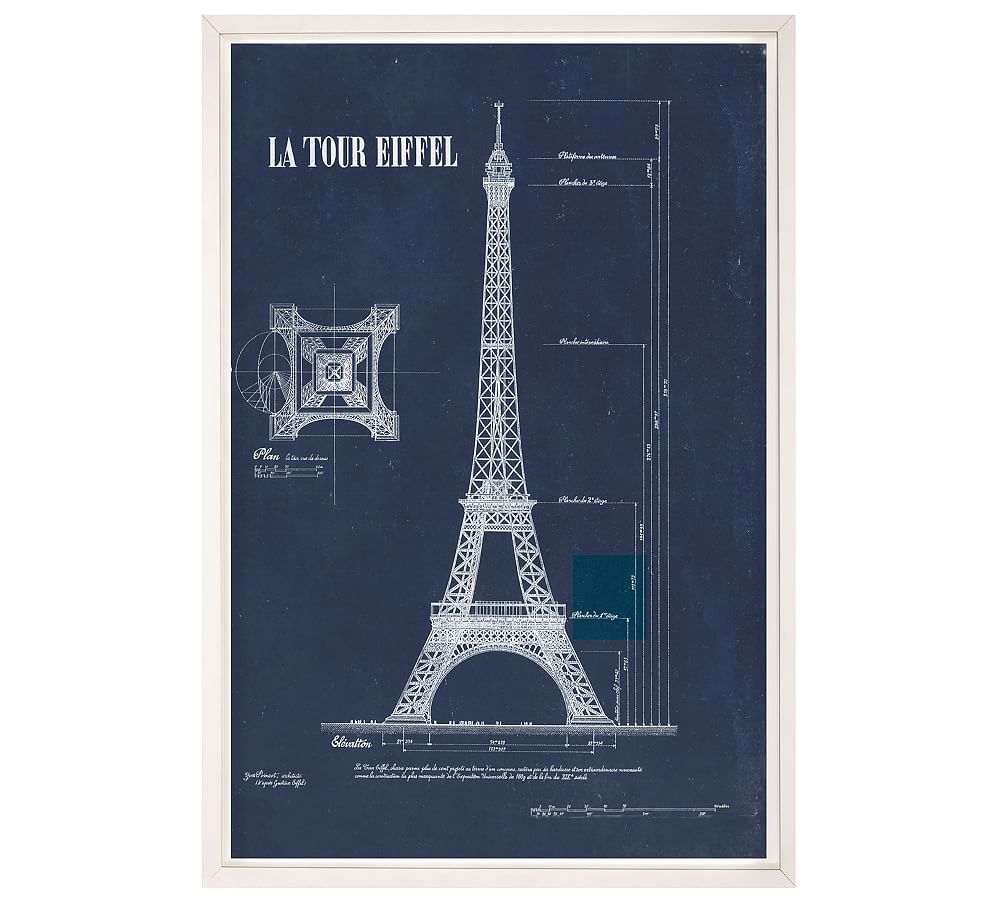 Eiffel Tower Blueprint Framed Prints