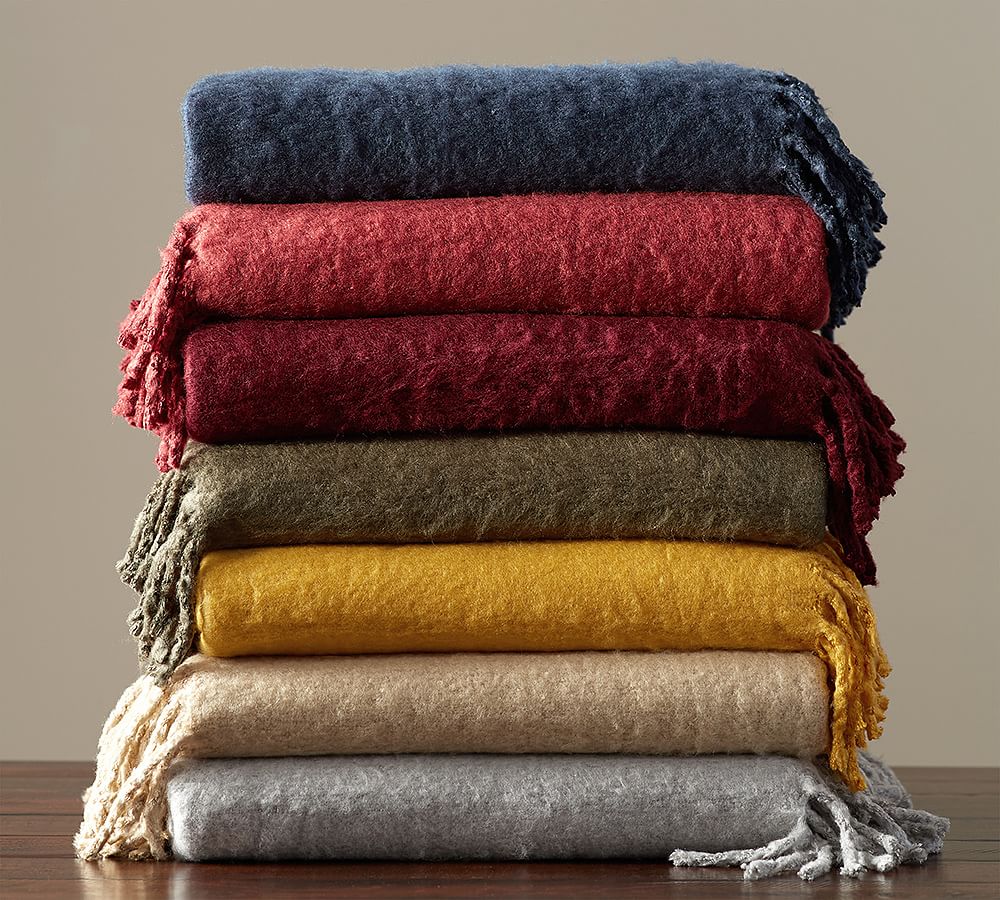 Solid Faux Mohair Throw Blanket