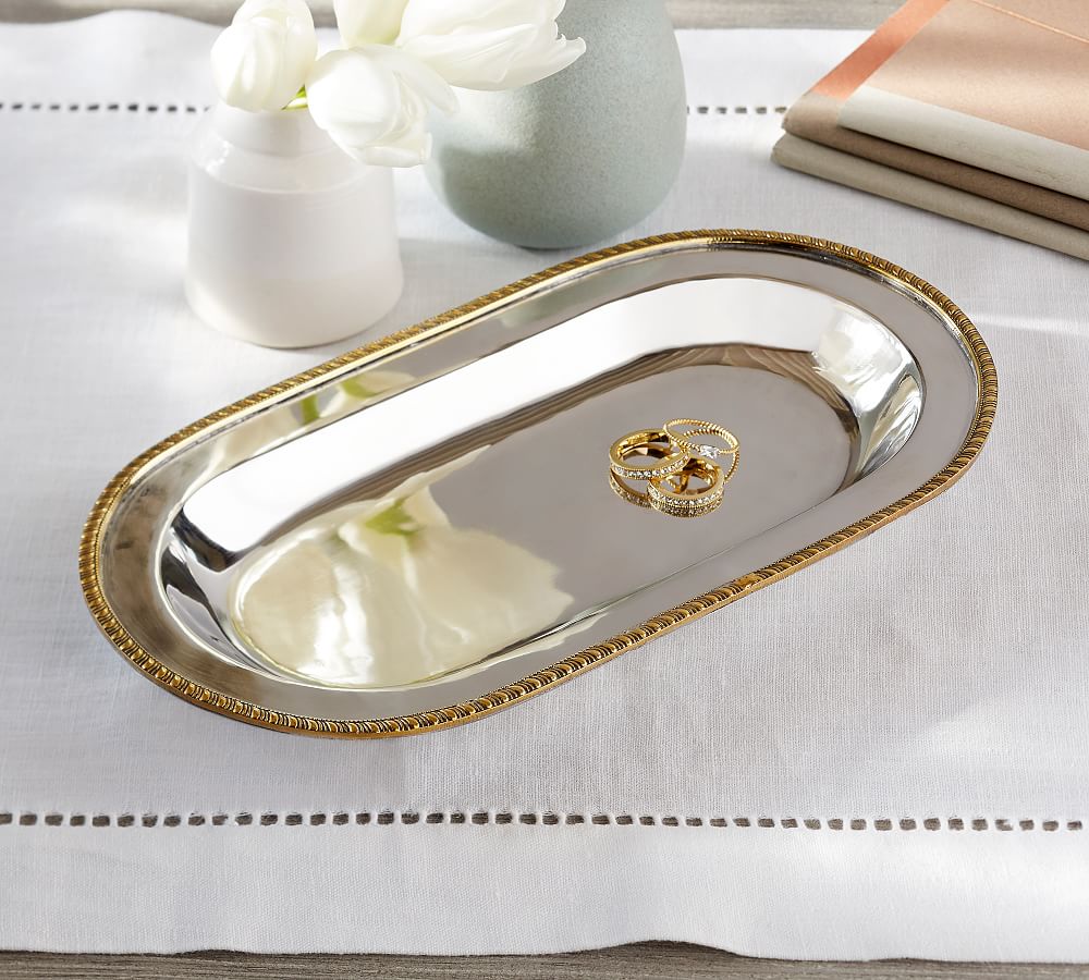 Silver Oval Gold Edge Tray