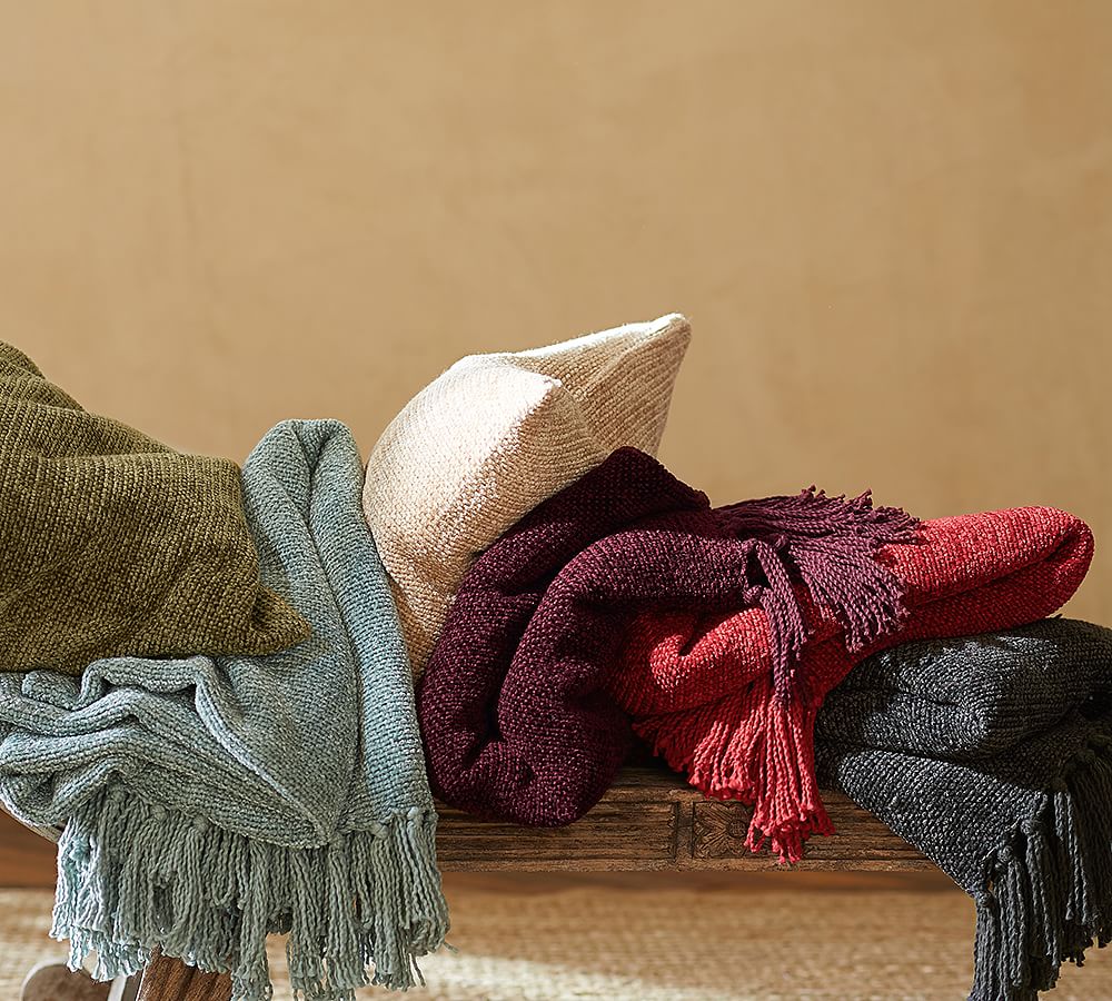 Pottery barn chenille throw new arrivals