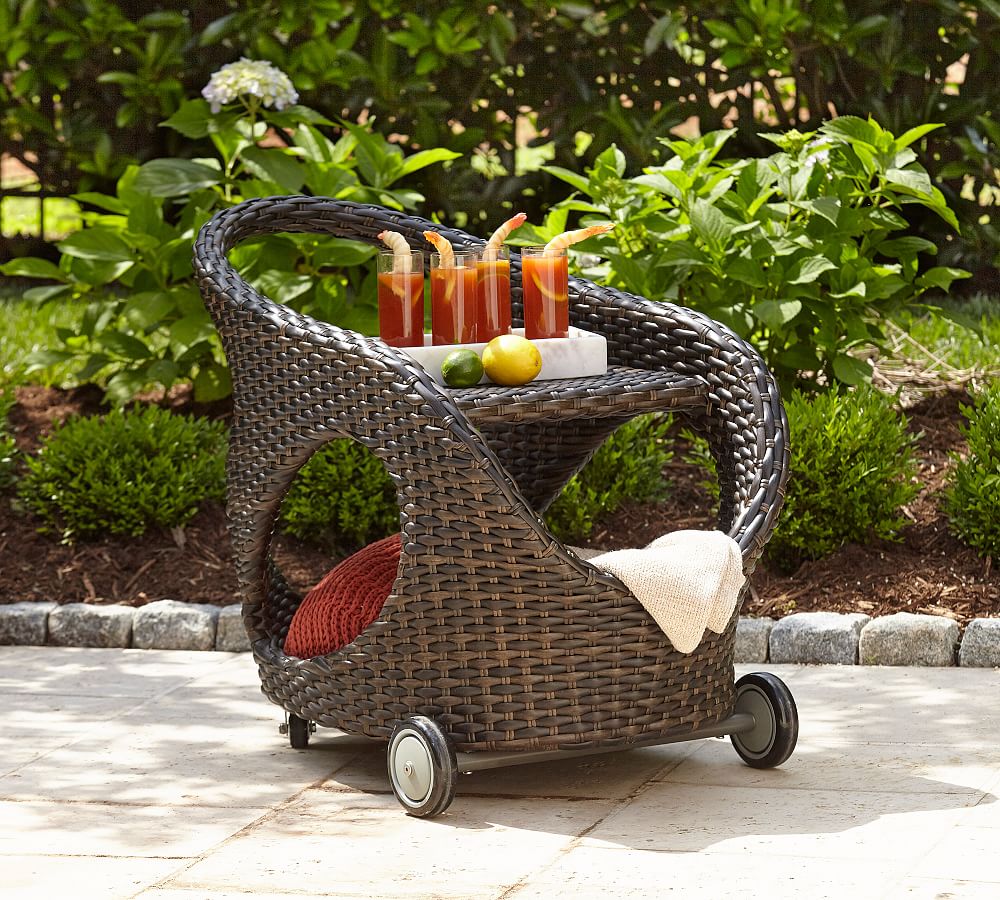 Abrego All-Weather Wicker Bar Cart