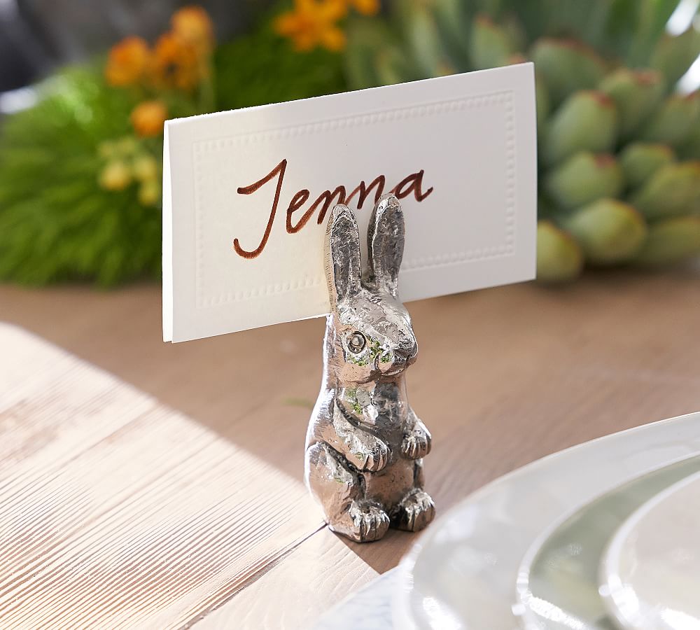 Silver Bunny Placecard Holder, Set of 4