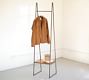 Metal Clothing Rack with Wooden Shelf
