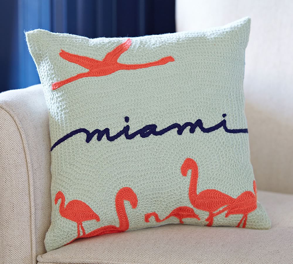 Miami Crewel Embroiderd Pillow