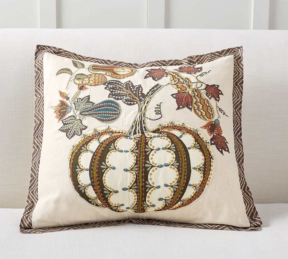 Aldo Pumpkin Embroidered Pillow Cover
