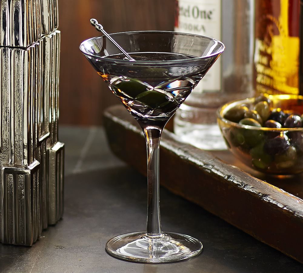 Cut Glass Martini Glass, Set of 4