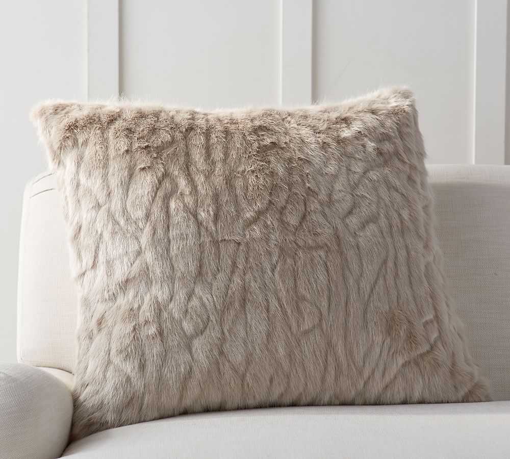 Faux Fur Tightly Ruched Pillow Cover
