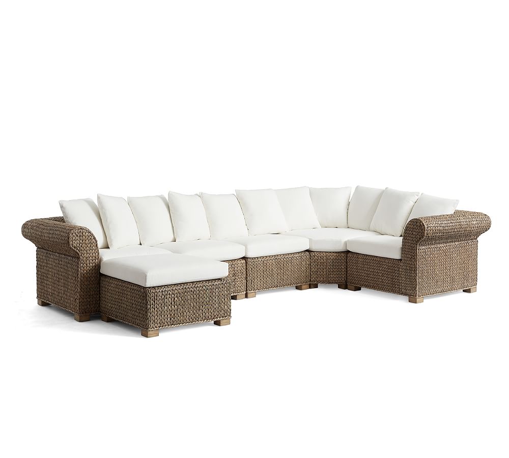 Seagrass 5-Piece Sectional with Wedge and Ottoman
