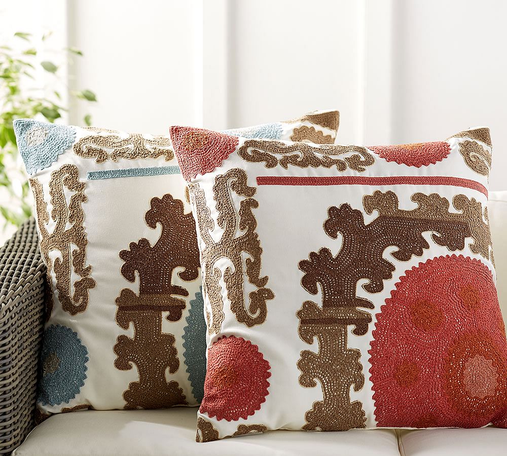 Suzani Embroidered Outdoor Pillow