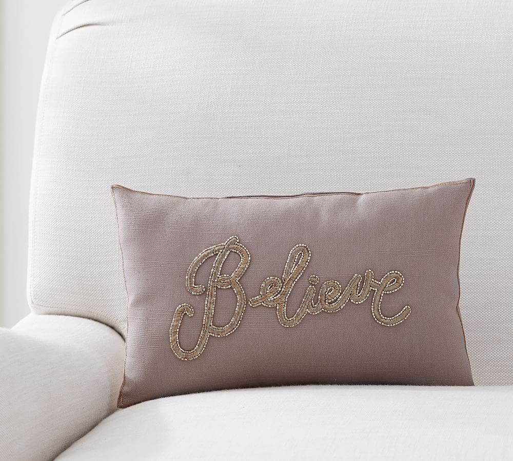 Believe Jeweled Sentiment Lumbar Pillow
