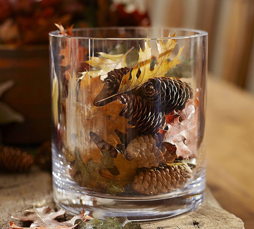 Natural Oak Leaf &amp; Pinecone Vase Filler
