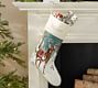 Whimsical Crewel Embroidered Stocking - Forest Deer