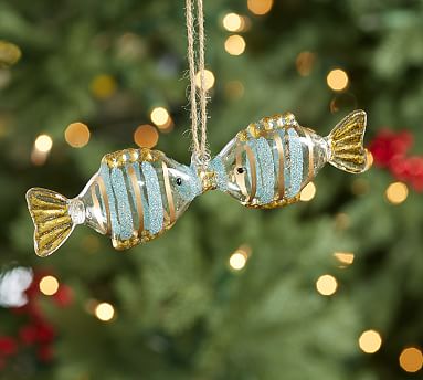 Kissing Fish Glass Christmas Ornament | Pottery Barn