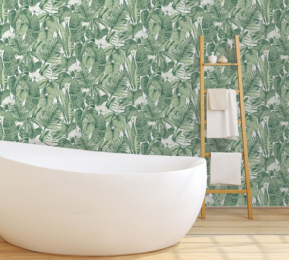 Tropical Jungle Green Leaf Removable Wallpaper