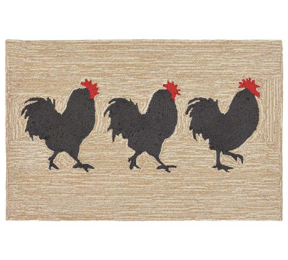 Three Roosters Hand-Tufted Outdoor Rug