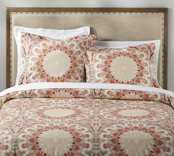 Valencia Percale Patterned Duvet Cover & Sham Pottery Barn