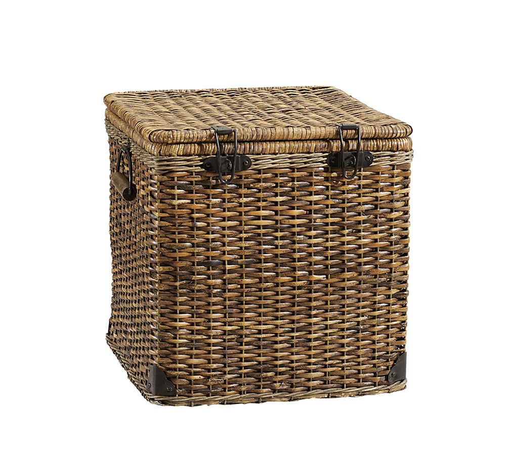 Daytrip Lidded Split Rattan Basket, Cube