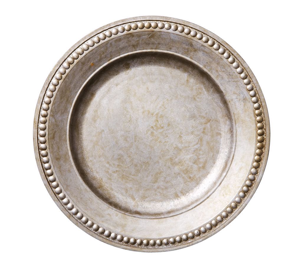 Beaded Gilt Round Charger Plate, Single - Silver