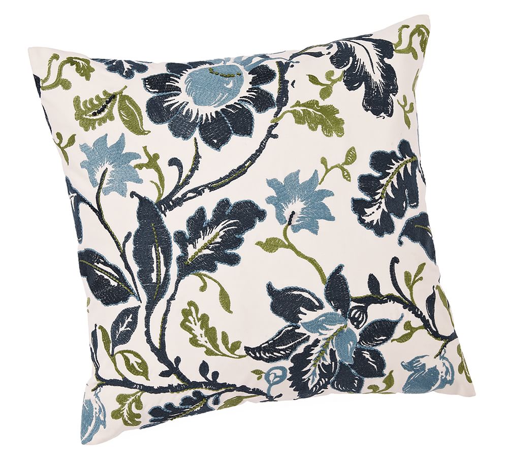 Annabelle Vine Floral Embroidered Pillow Cover, 24