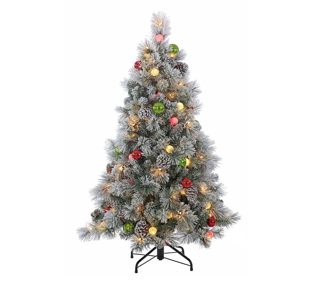 4.5ft Pre-Lit Flocked Pine Artificial Christmas Tree