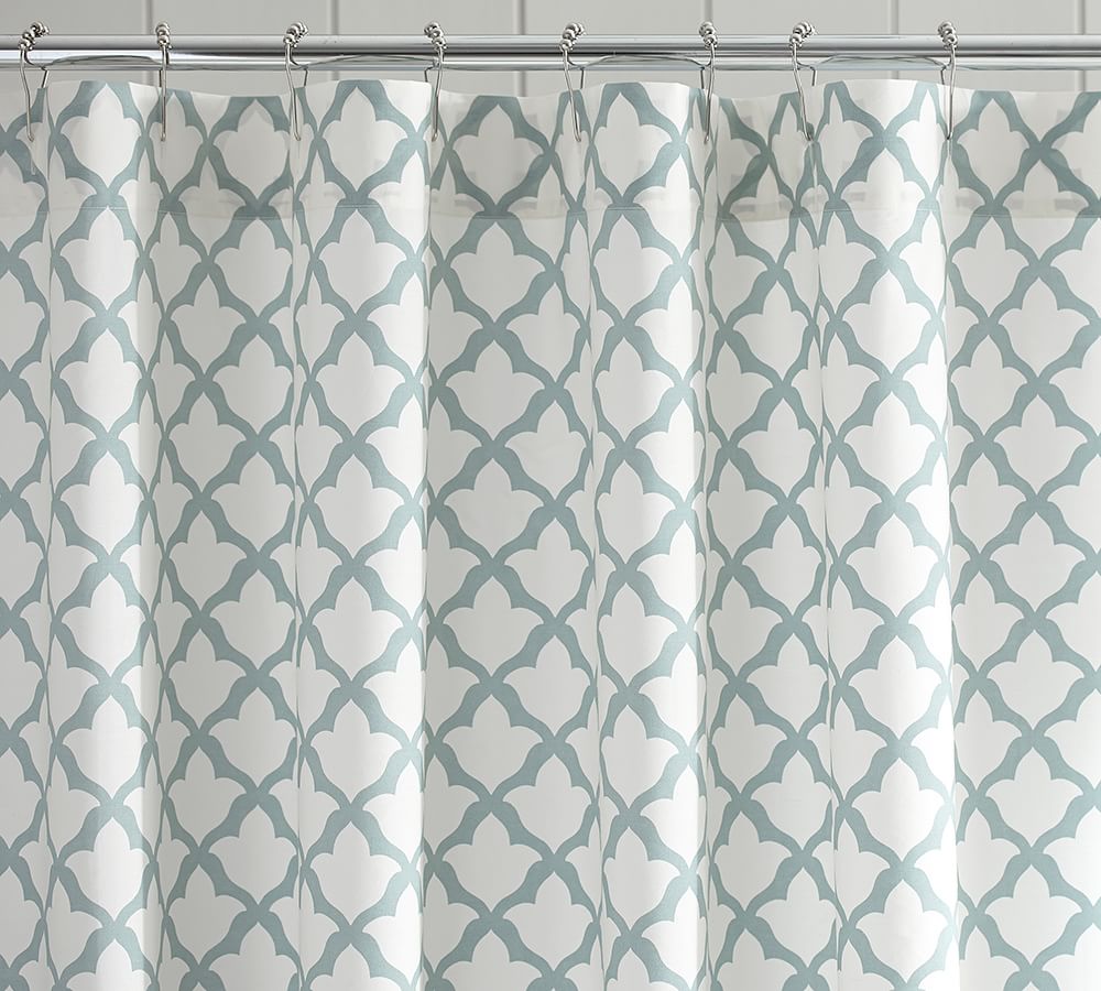 Marlo Organic Shower Curtain, Dark Porcelain Blue