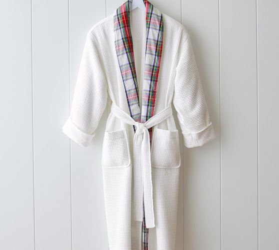 Waffle Weave Resort Stewart Plaid Robe Pottery Barn