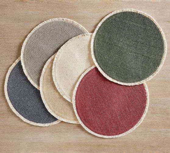 Mason Handwoven Cotton Fringe Round Placemats Set of 4 Pottery Barn