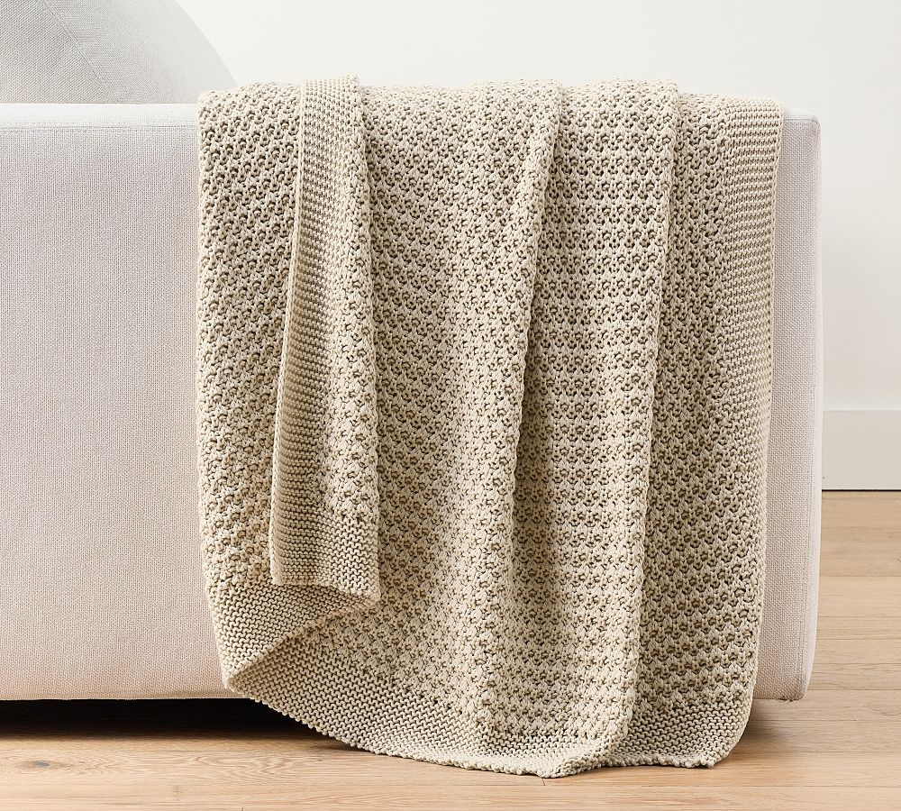 Taupe-Coastline Knitted Throw