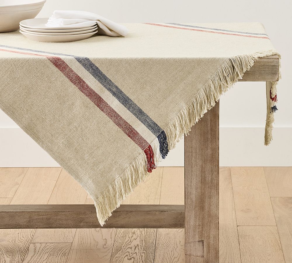 Patriotic Stripe Cotton/Linen Table Throw