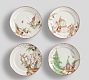 Forest Gnome Christmas Spirit Stoneware Salad Plates - Mixed Set of 4