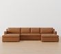 Shasta Square Arm Leather Double Chaise Sectional (124&quot;&ndash;145&quot;)