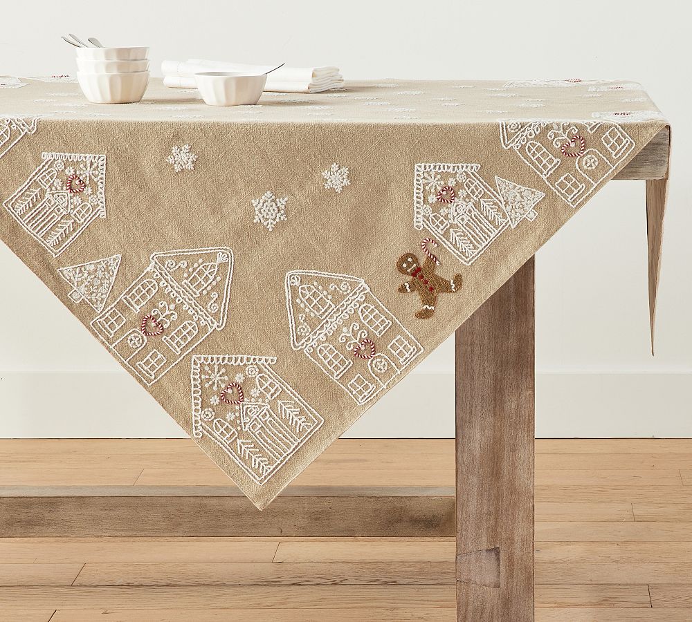 Open Box: Gingerbread Village Embroidered Table Throw