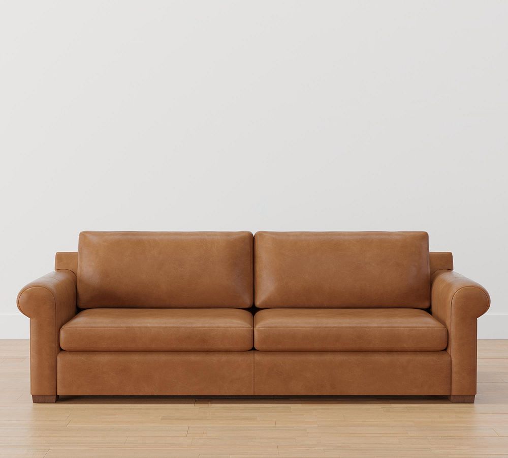 Shasta Roll Arm Leather Sofa (72&quot;&ndash;99&quot;)