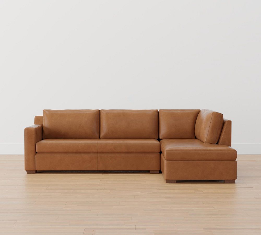 Shasta Square Arm Leather Return Bumper Sectional