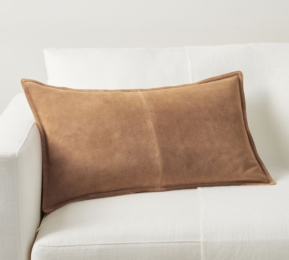Camel, Cover-Pieced Suede Lumbar Pillow