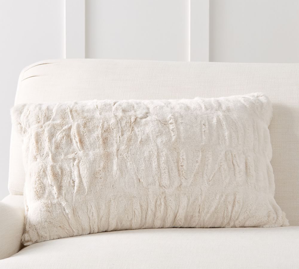 Faux Fur Ruched Lumbar Pillow | Pottery Barn