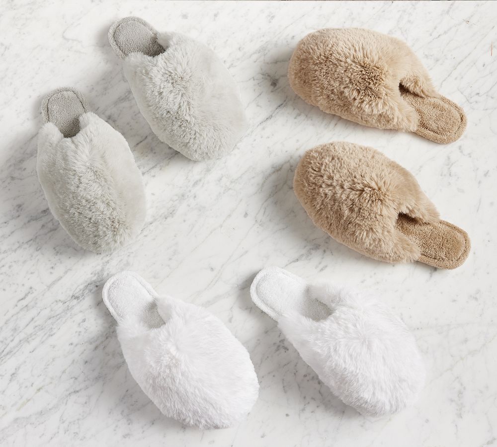 Pottery barn fur store slippers