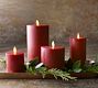 Premium Flickering Flameless Wax Pillar Candles - Red
