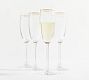 Etched Gold Rim Handcrafted Champagne Flutes - Set of 4