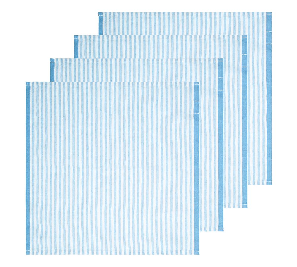 Striped Block Print Cotton Picnic Napkin - Set of 4