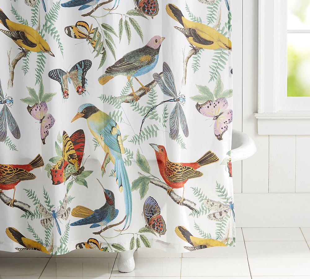 Fauna Bird Cotton Shower Curtain