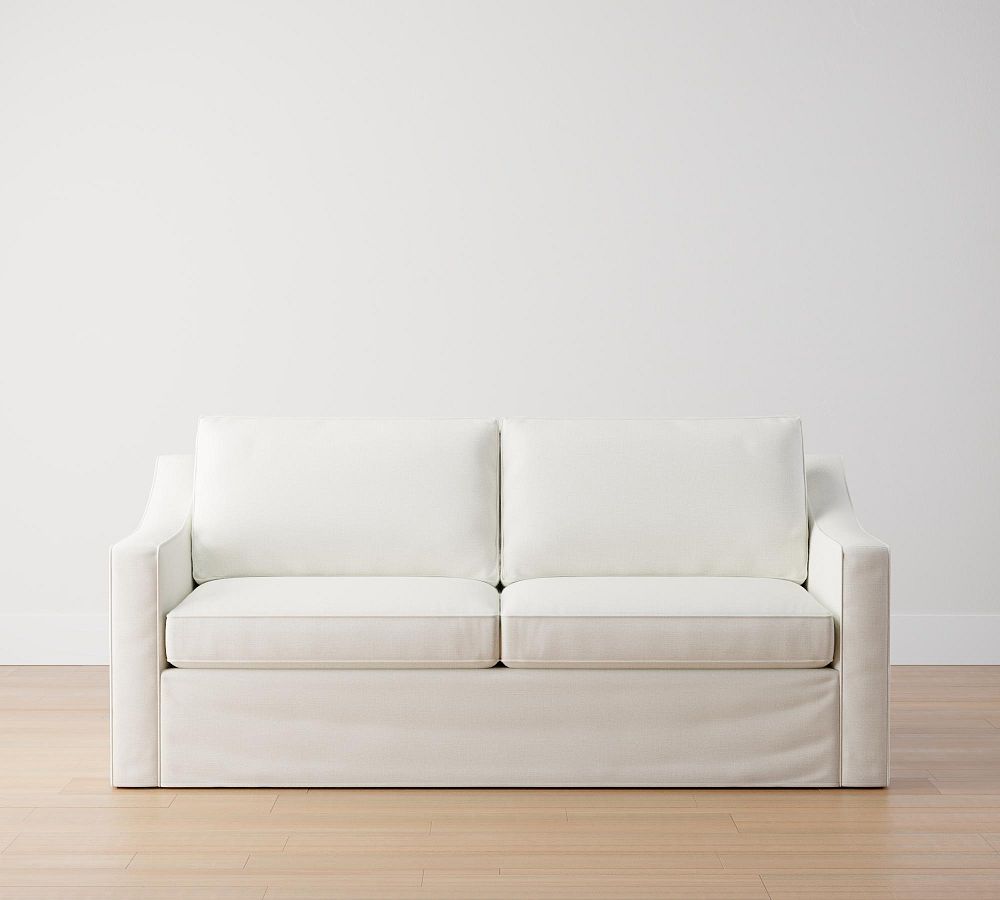 Cameron Slope Arm Slipcovered Sleeper Sofa with Memory Foam Mattress