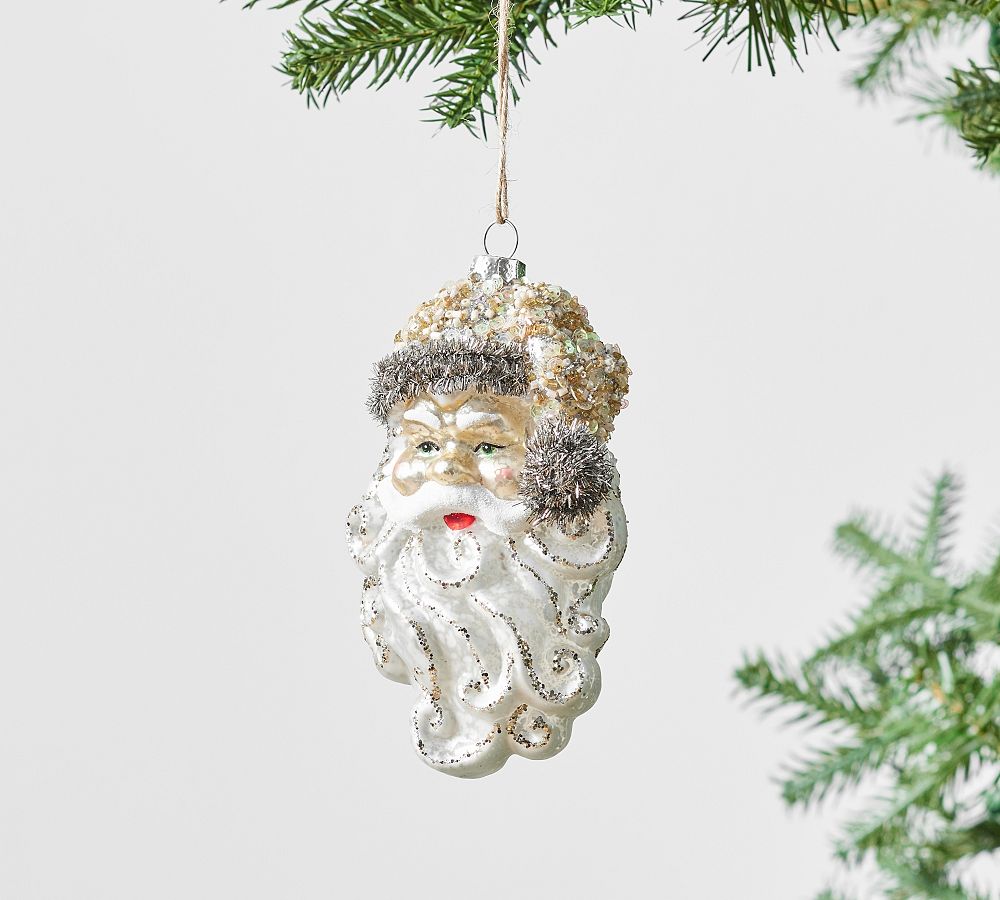 Glitter Santa Head Ornament