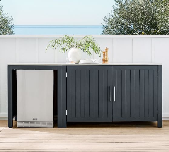 Indio Metal Outdoor Kitchen Convertable Refrigerator & Double Door Cabinet (88")