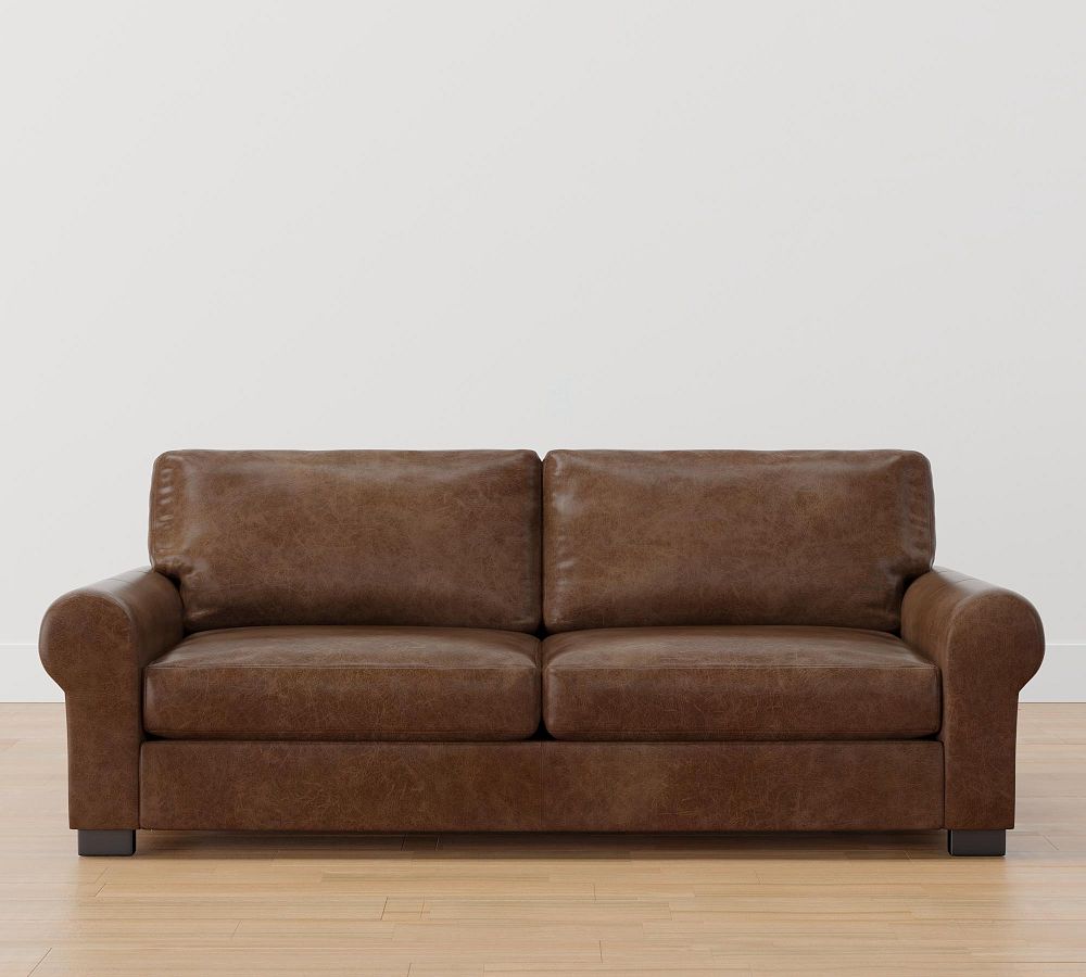 Turner Roll Arm Leather Sleeper Sofa (64&quot;&ndash;88&quot;)
